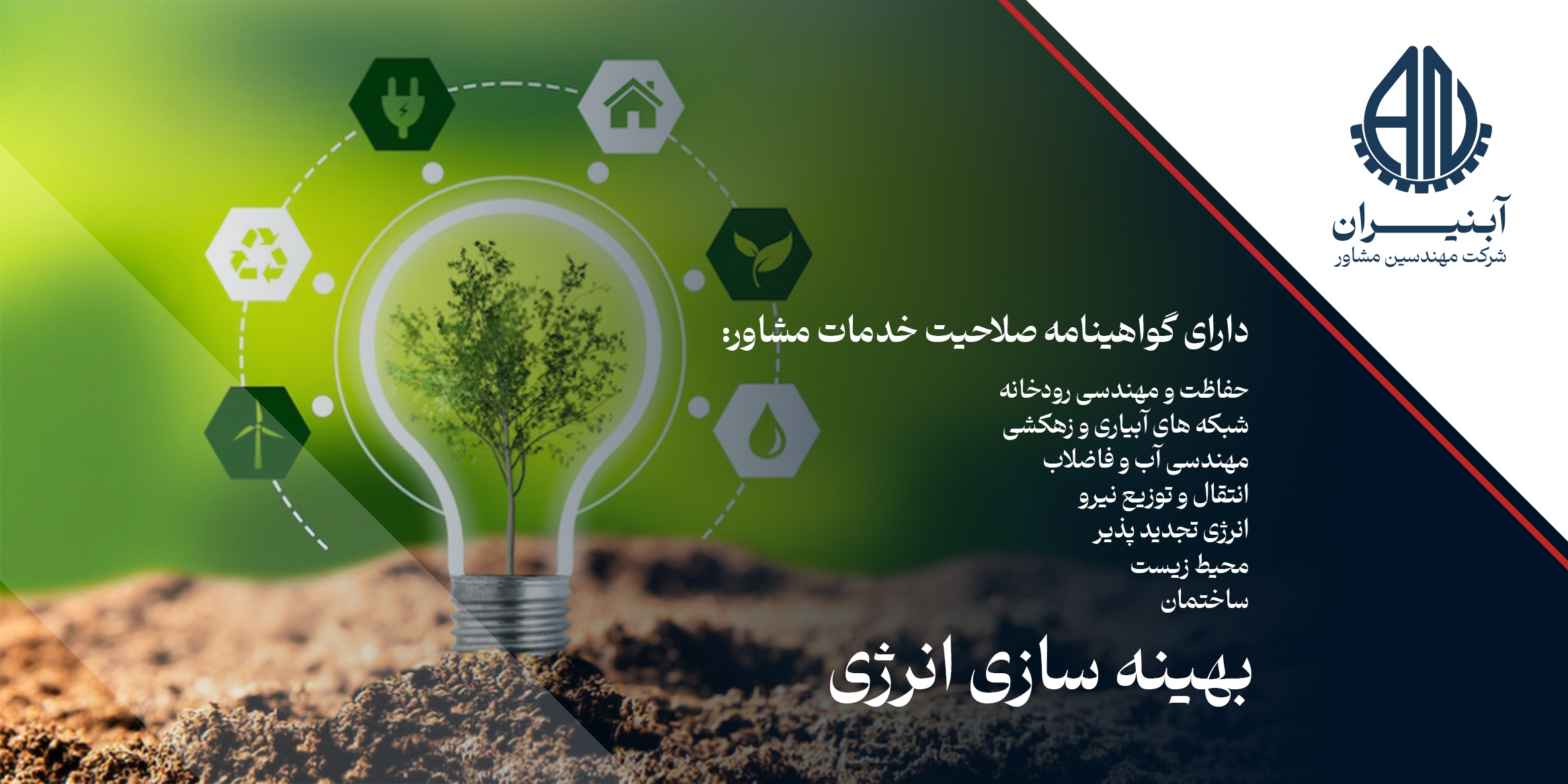 نمای معرفی آبنیران و پروژه‌های زیرساختی